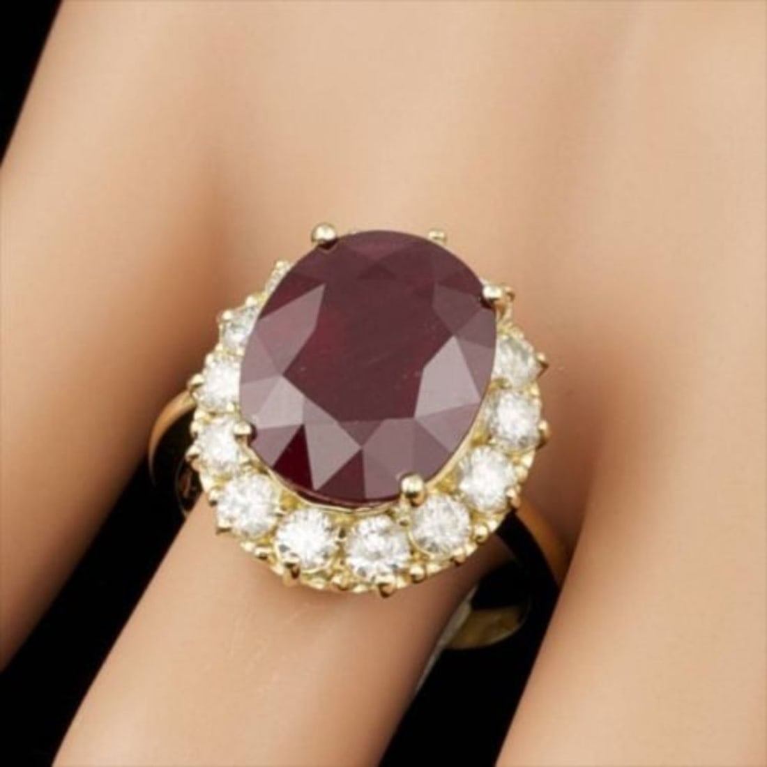 14K Yellow Gold 11.78ct Ruby and 1.48ct Diamond Ring - 3