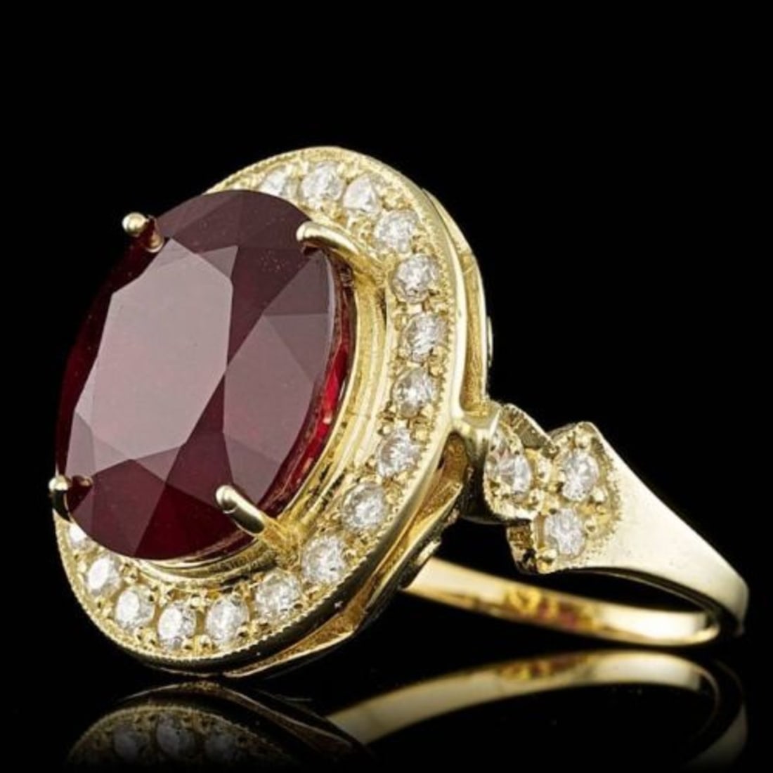 14K Yellow Gold 11.93ct Ruby and 0.97ct Diamond Ring - 2