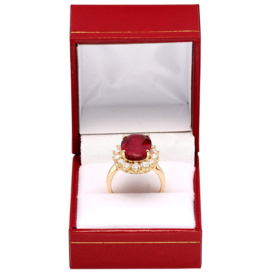 14k Yellow Gold 11.08ct Ruby 1.46ct Diamond Ring - 4
