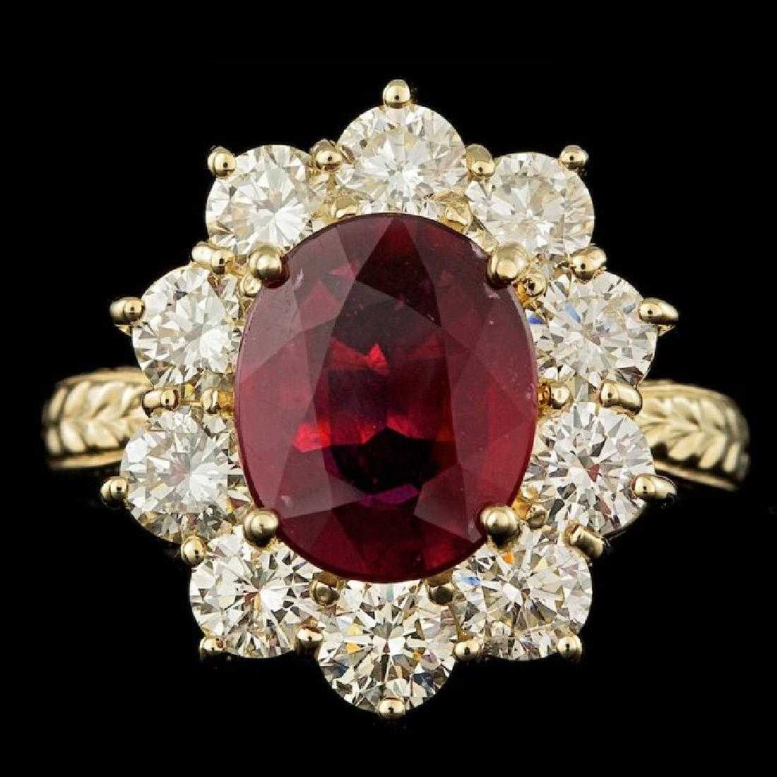 14K Yellow Gold 2.69ct Ruby and 2.08ct Diamond Ring: Retail: $14,850.00 ****** 14K Yellow Gold 2.69ct Ruby and 2.08ct Diamond Ring ****** Metal: 14K Yellow Gold / Total Item Weight: 6.7 Grams / Country Made: United States / / Main Stone: Ruby / Color: