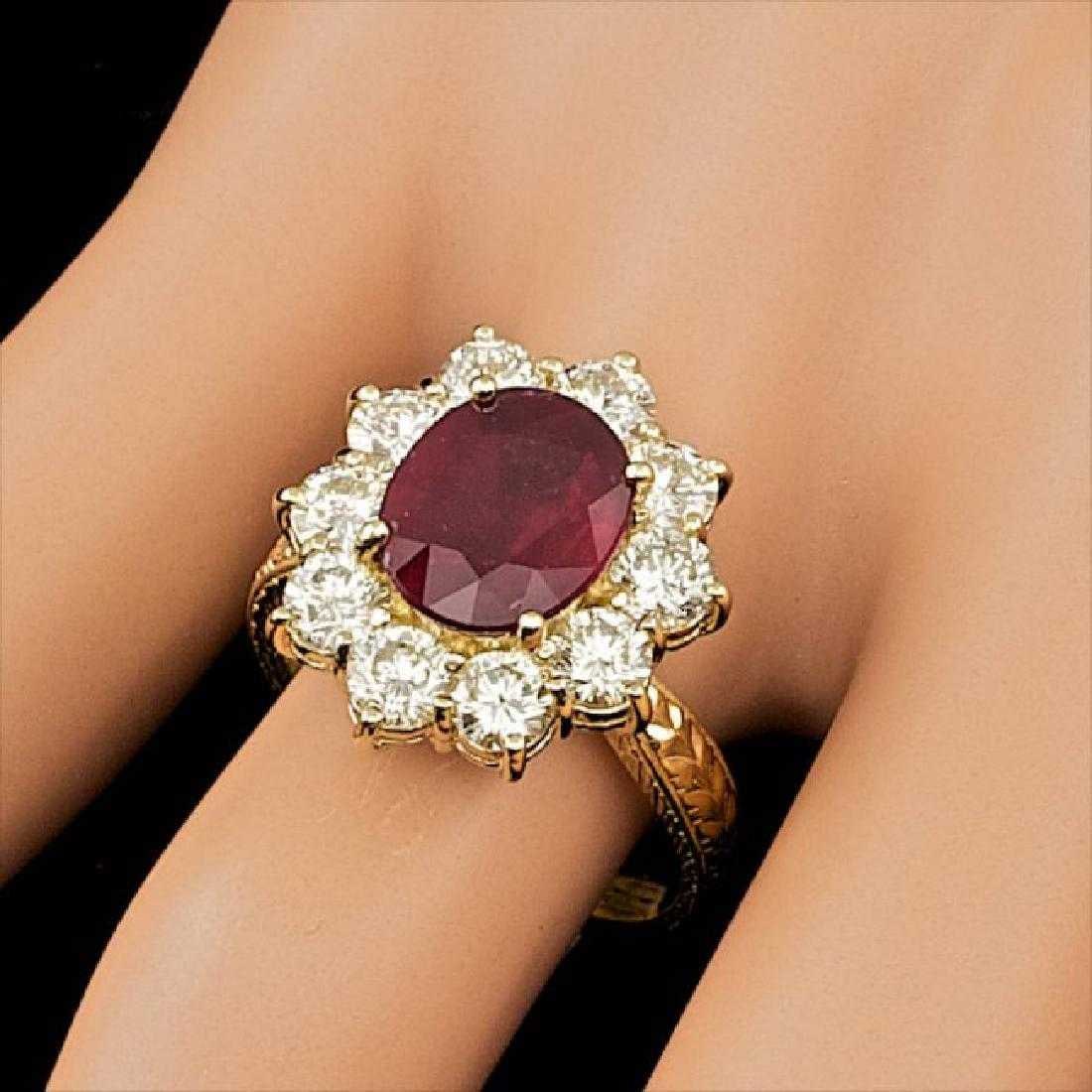 14K Yellow Gold 2.69ct Ruby and 2.08ct Diamond Ring - 3