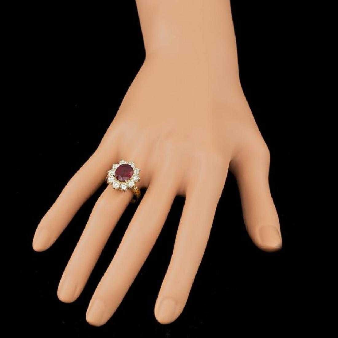 14K Yellow Gold 2.69ct Ruby and 2.08ct Diamond Ring - 4
