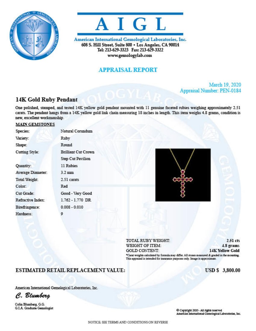14K Yellow Gold and 2.51ct Ruby Pendant - 3