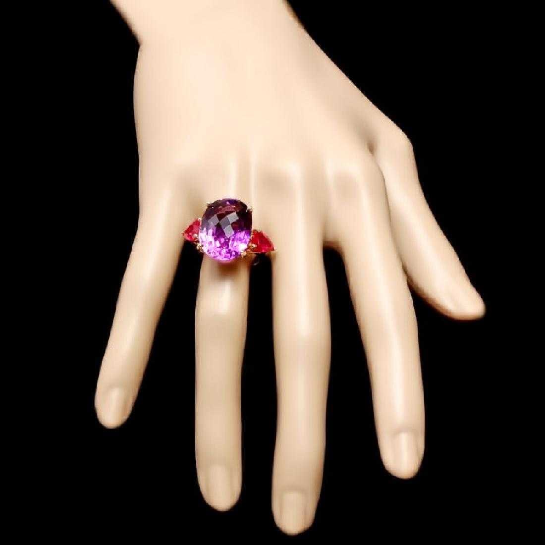 14K Yellow Gold 14.57ct Amethyst and 2.91ct Ruby Ring - 4