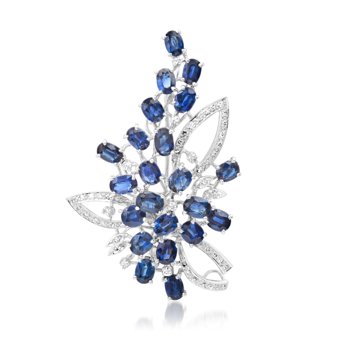 14K White Gold Setting with 9.68ct Sapphire and 0.42ct Diamond Broach: Retail: $18,497.00 ****** 14K White Gold Setting with 9.68ct Sapphire and 0.42ct Diamond Broach ****** Metal: 14K White Gold / Total Item Weight: 15.0 Grams / Country Made: United States / / Main