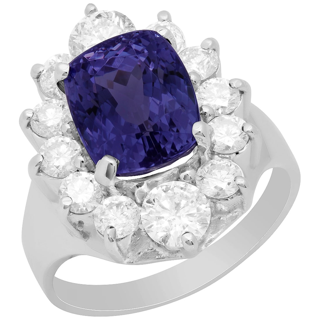 14k White Gold 4.52ct Tanzanite 1.71ct Diamond Ring: Retail: $11,300.00 ****** 14k White Gold 4.52ct Tanzanite 1.71ct Diamond Ring ****** Metal: 14K White Gold / Total Item Weight: 7.50 grams / Country Made: United States / / Main Stone: Tanzanite /