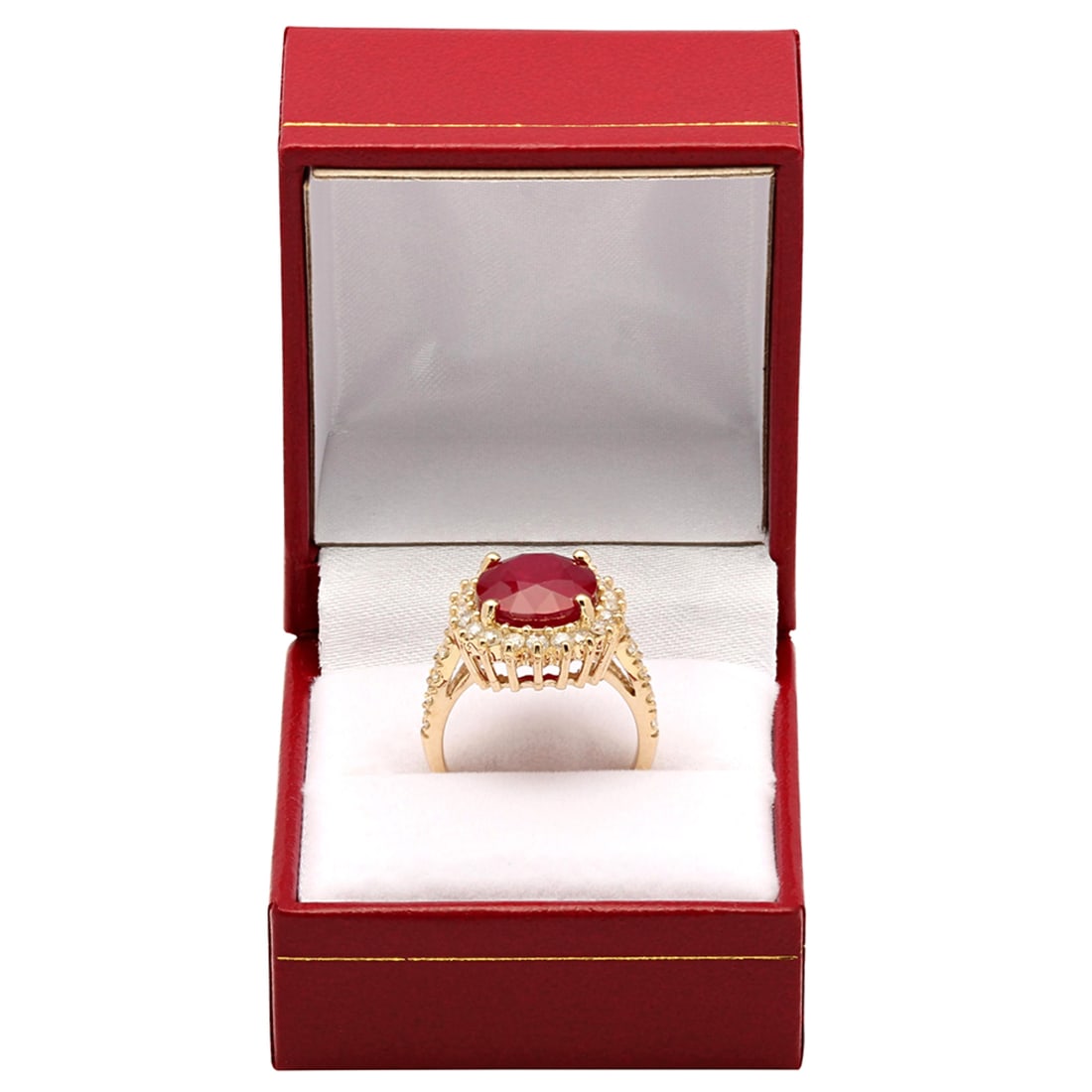 14k Yellow Gold 7.93ct Ruby 1.08ct Diamond Ring - 4