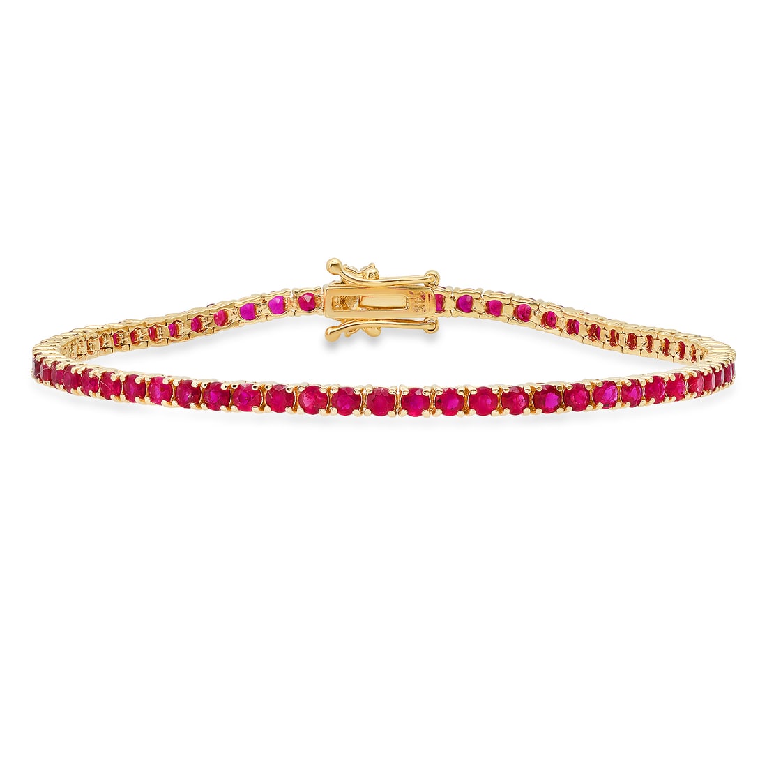 14K Yellow Gold with 4.82ct Ruby and 0.33ct Diamond Bracelet: Retail: $10,865.00 ****** 14K Yellow Gold with 4.82ct Ruby and 0.33ct Diamond Bracelet ****** Size: 7 / Metal: 14K Yellow Gold / Total Item Weight: 7.7 Grams / Country Made: United States / / Main