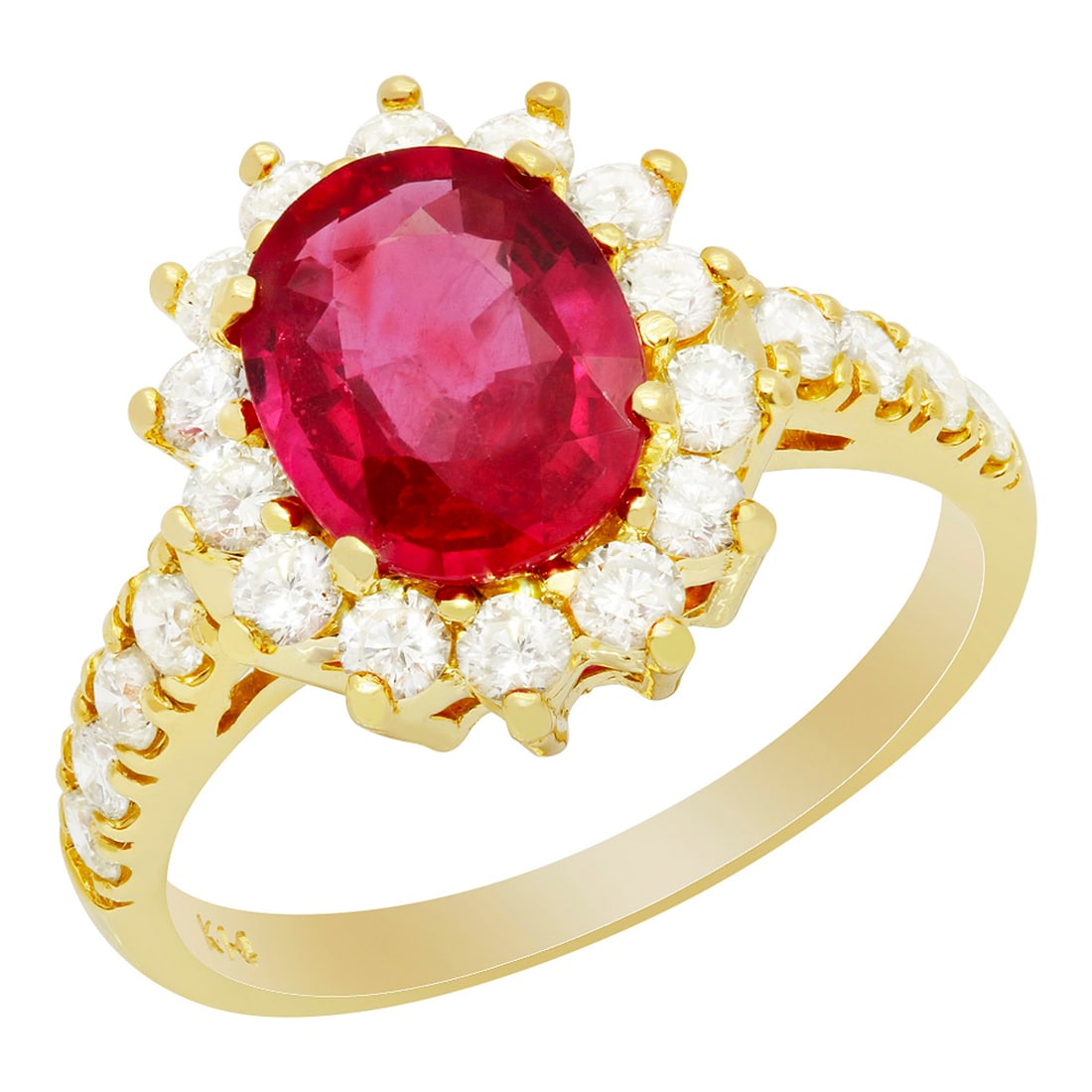 14k Yellow Gold 2.17ct Ruby 0.91ct Diamond Ring: Retail: $5,430.00 ****** 14k Yellow Gold 2.17ct Ruby 0.91ct Diamond Ring ****** Metal: 14K Yellow Gold / Total Item Weight: 4.30 grams / Country Made: United States / / Main Stone: Ruby / Color:
