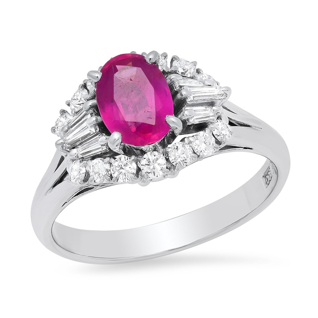 18K White Gold Setting with 1.32ct Ruby and 0.60ct Diamond Ladies Ring: Retail: $5,473.00 ****** 18K White Gold Setting with 1.32ct Ruby and 0.60ct Diamond Ladies Ring ****** Size: 7.25(we offer free resizing to winning bidders) / Metal: 18K White Gold / Total Item Weight