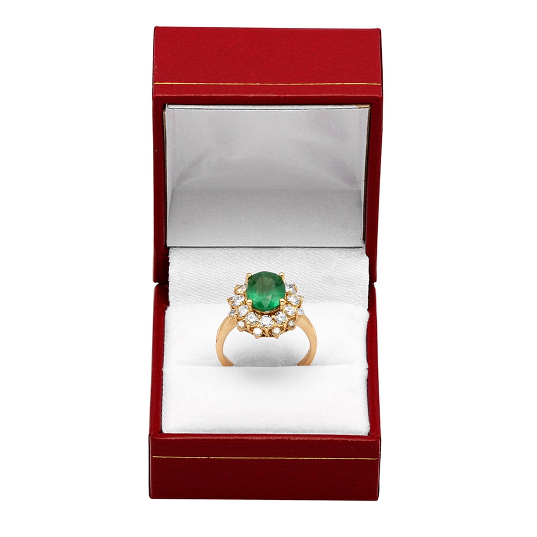 14k Yellow Gold 2.74ct Emerald 1.36ct Diamond Ring - 4