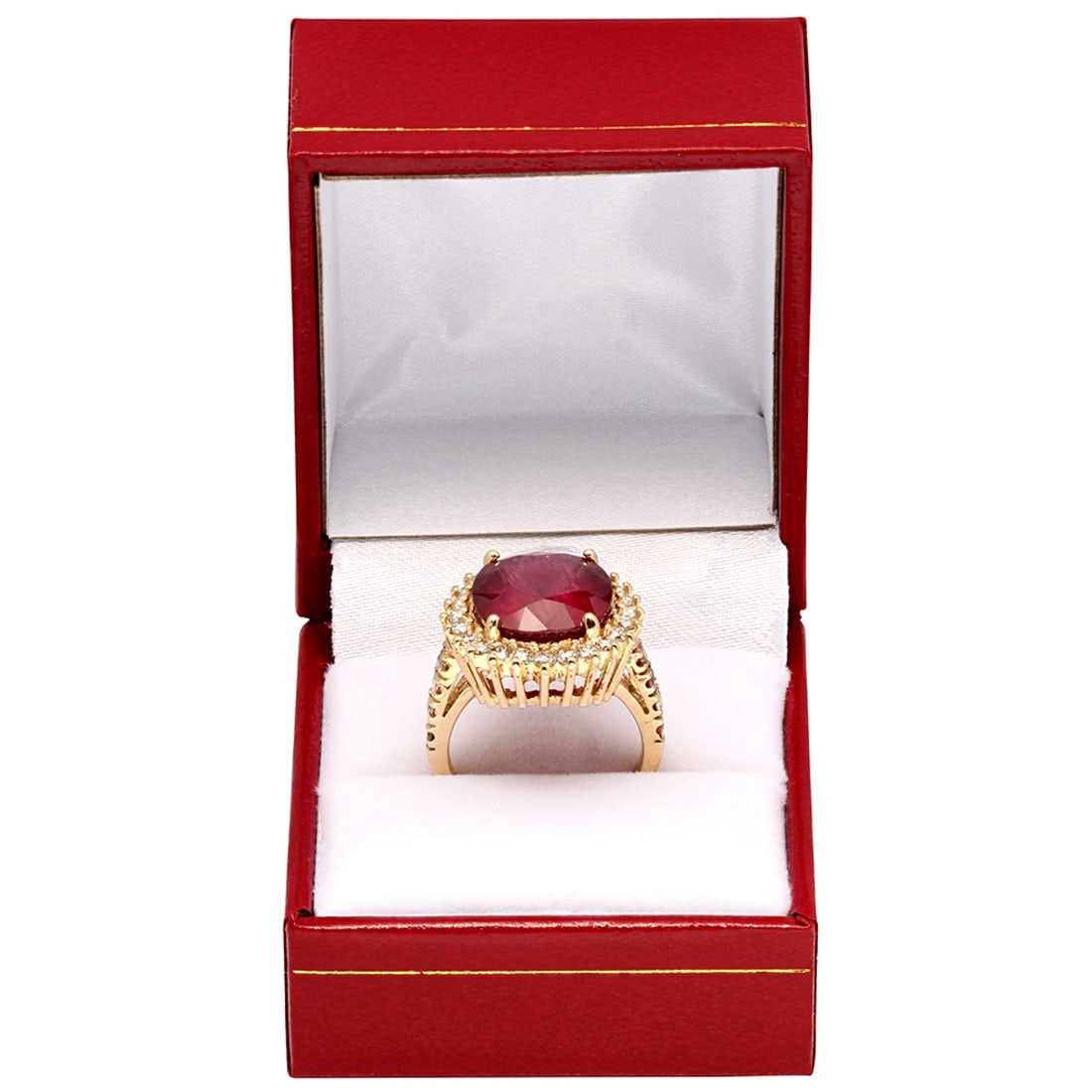 14k Yellow Gold 12.95ct Ruby 1.36ct Diamond Ring - 4