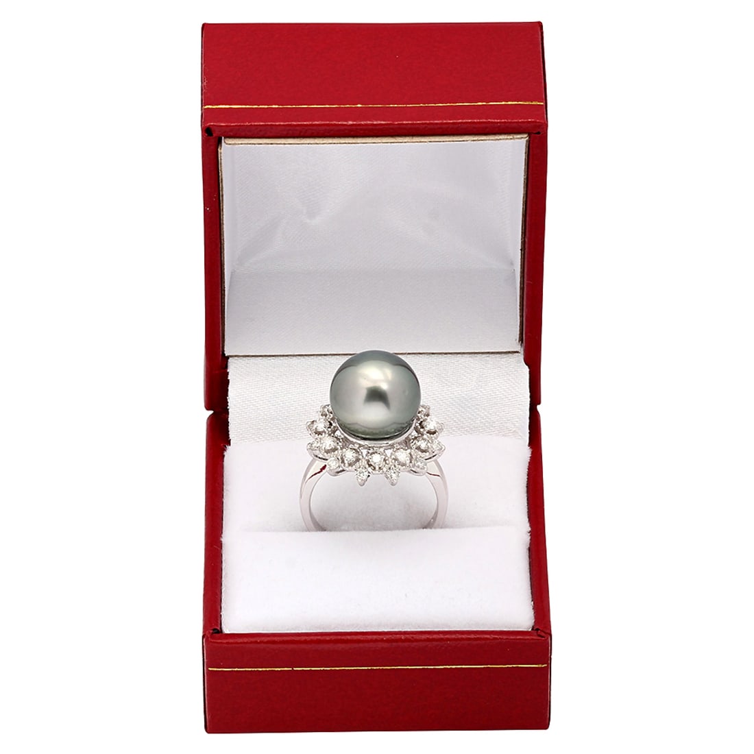 14k White Gold 12mm Pearl 0.59ct Diamond Ring - 3