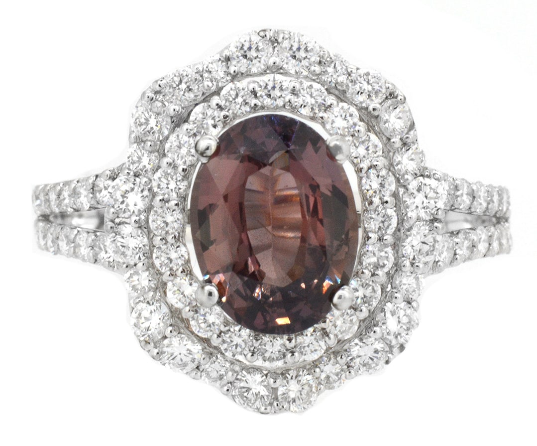 18K White Gold Ladies Ring with 2.33ct GIA Certified Sapphire and 1.05ct tw Adjacent Diamonds (1 of 4)