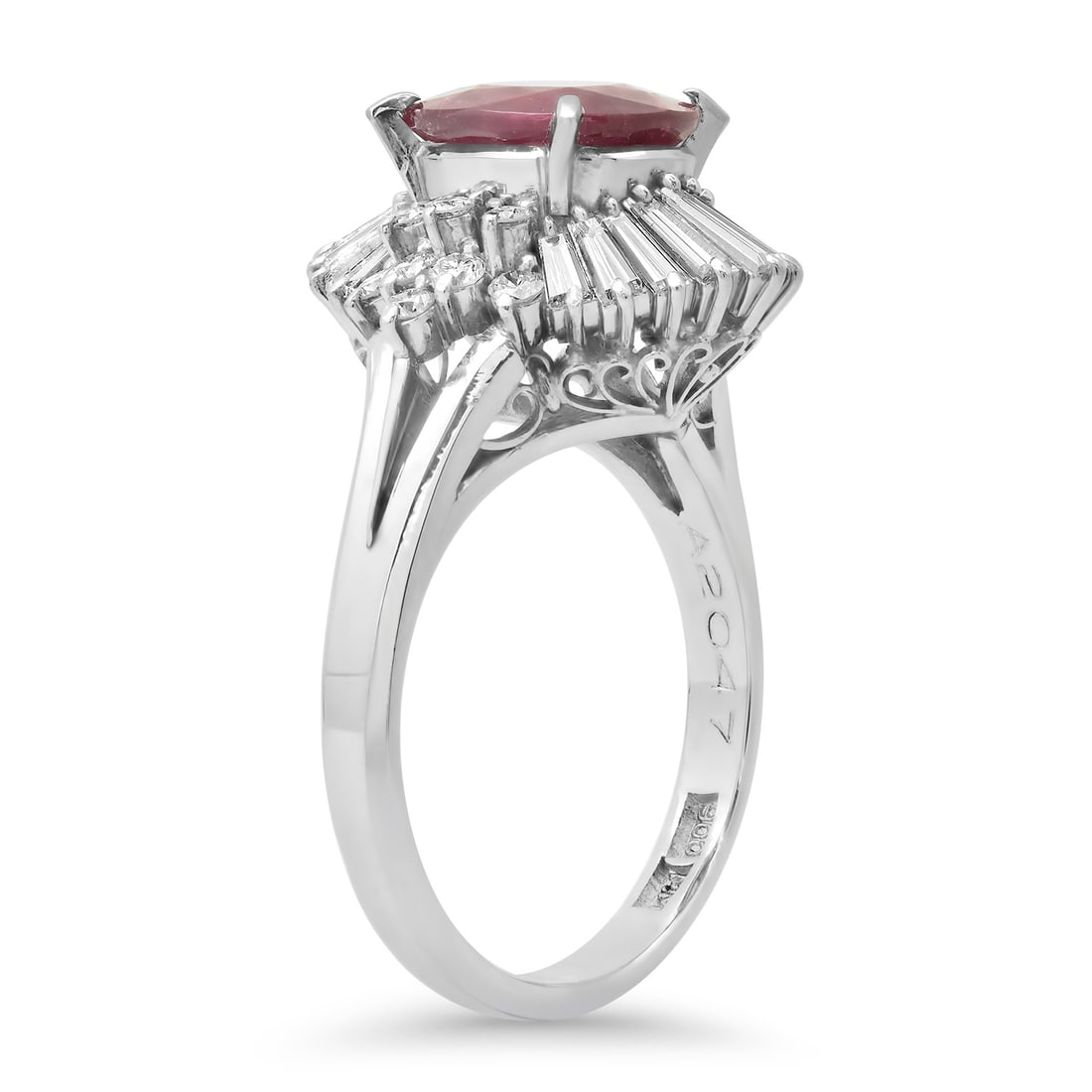 Platinum Setting with 3.11ct Ruby and 0.97ct Diamond Ladies Ring - 3