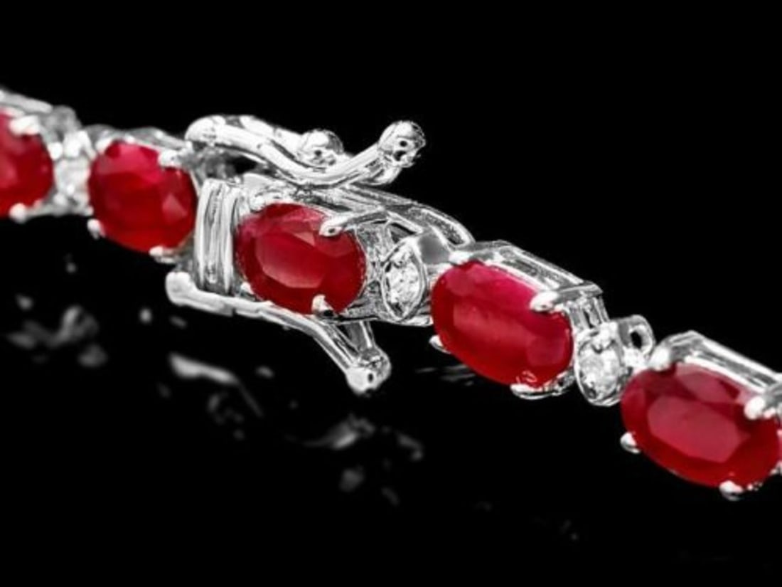 14K Gold 14.25ct Ruby 0.69ct Diamond Bracelet - 3