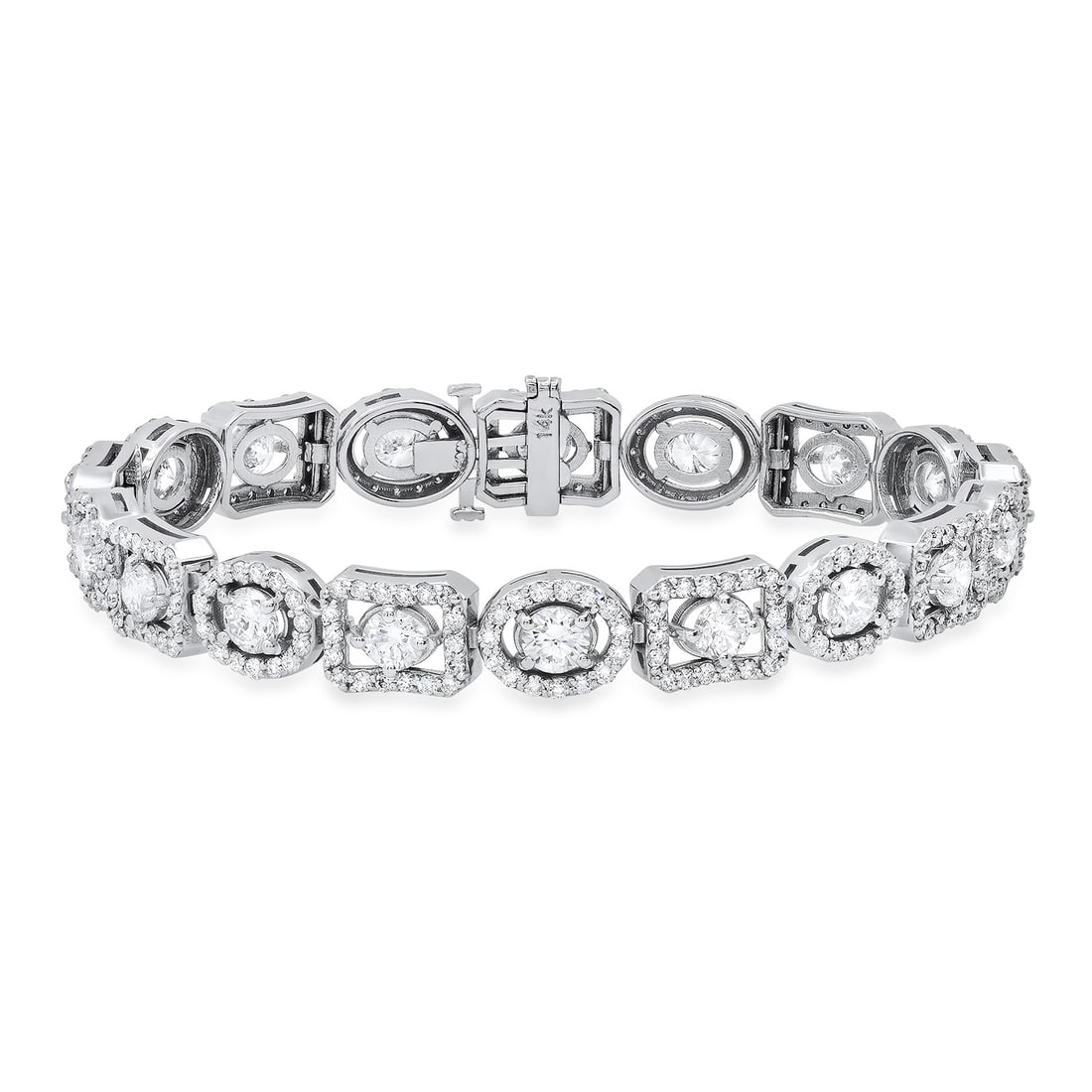 14K White Gold Setting with 9.36ct Diamond Bracelet: Retail: $57,800.00 ****** 14K White Gold Setting with 9.36ct Diamond Bracelet ****** Size: 7 / Metal: 14K White Gold / Total Item Weight: 17.8 Grams / Country Made: United States / / Main Stone: