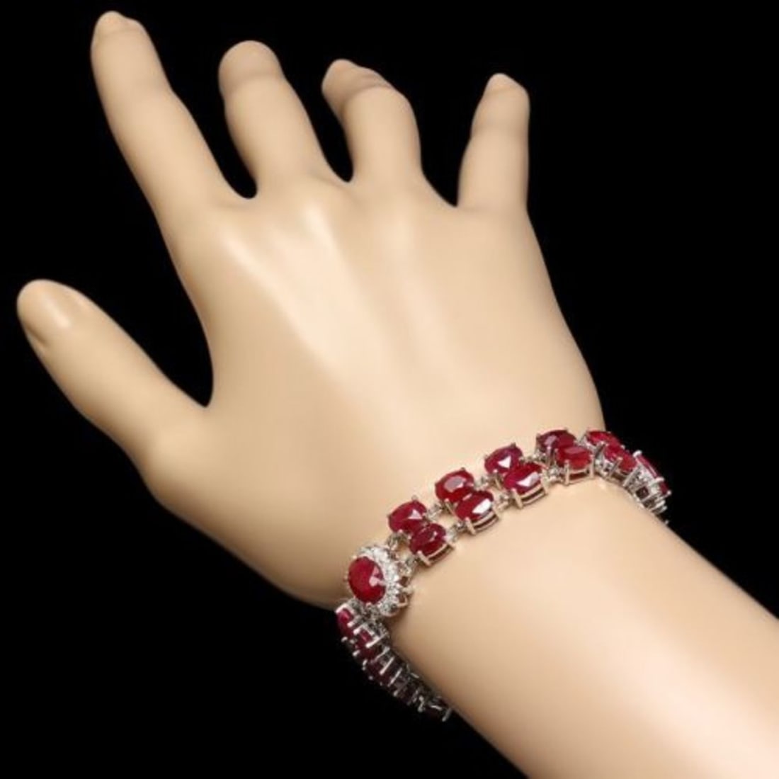 14K Gold 42.78ct Ruby 1.61ct Diamond Bracelet - 3