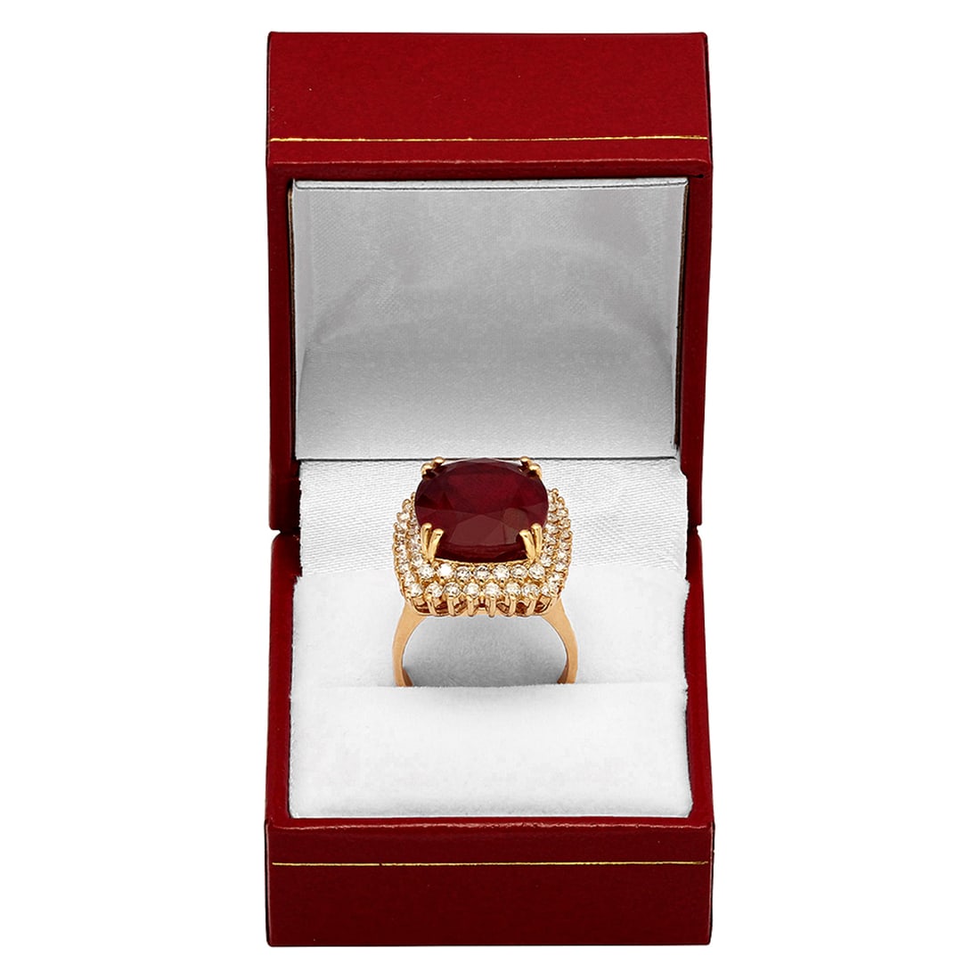 14k Yellow Gold 15.10ct Ruby 1.50ct Diamond Ring - 4
