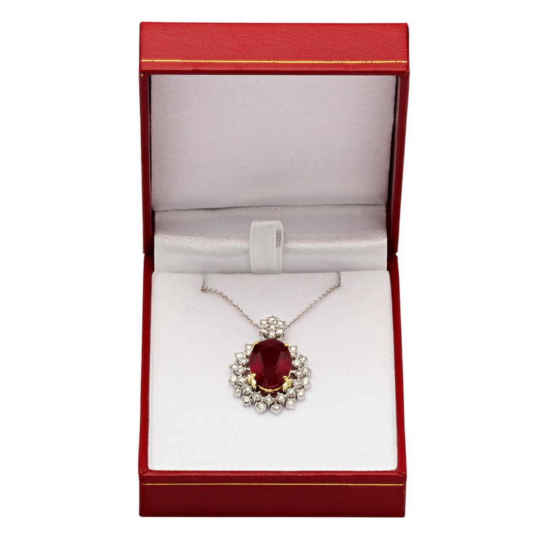 14k White Gold 7.97ct Ruby 1.79ct Diamond Pendant - 3