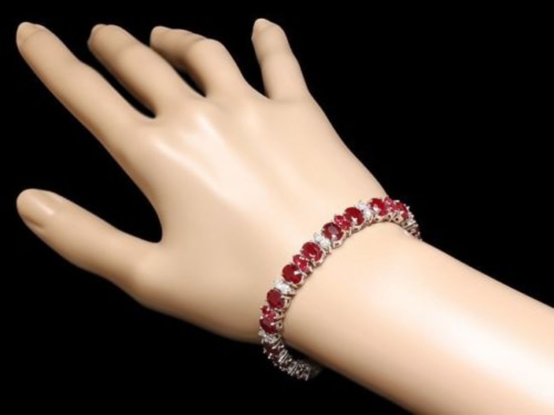 14K Gold 27.83ct Ruby 2.38ct Diamond Bracelet - 4