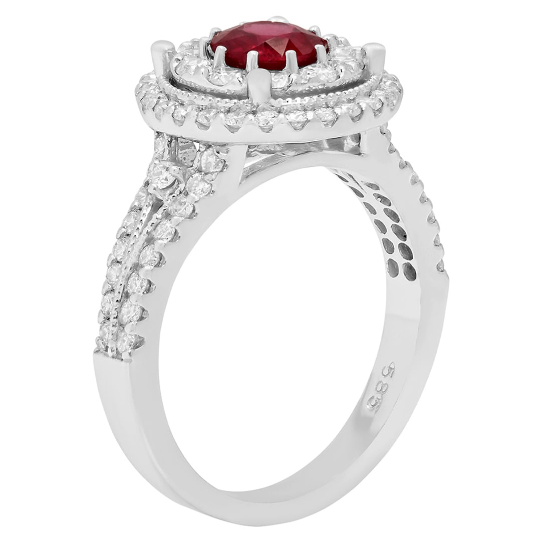 14k White Gold 0.92ct Ruby 1.12ct Diamond Ring - 2