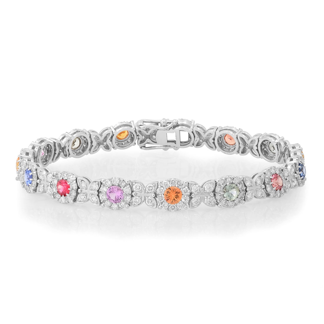 14K White Gold Setting with 3.02ct Sapphire and 3.37ct Diamond Bracelet: Retail: $22,100.00 ****** 14K White Gold Setting with 3.02ct Sapphire and 3.37ct Diamond Bracelet ****** Size: 7 / Metal: 14K White Gold / Total Item Weight: 13.0 Grams / Country Made: United States
