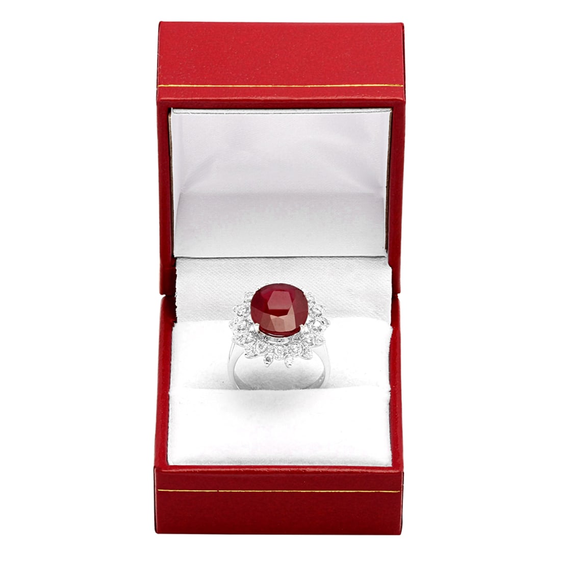 14k White Gold 6.10ct Ruby 0.72ct Diamond Ring - 4