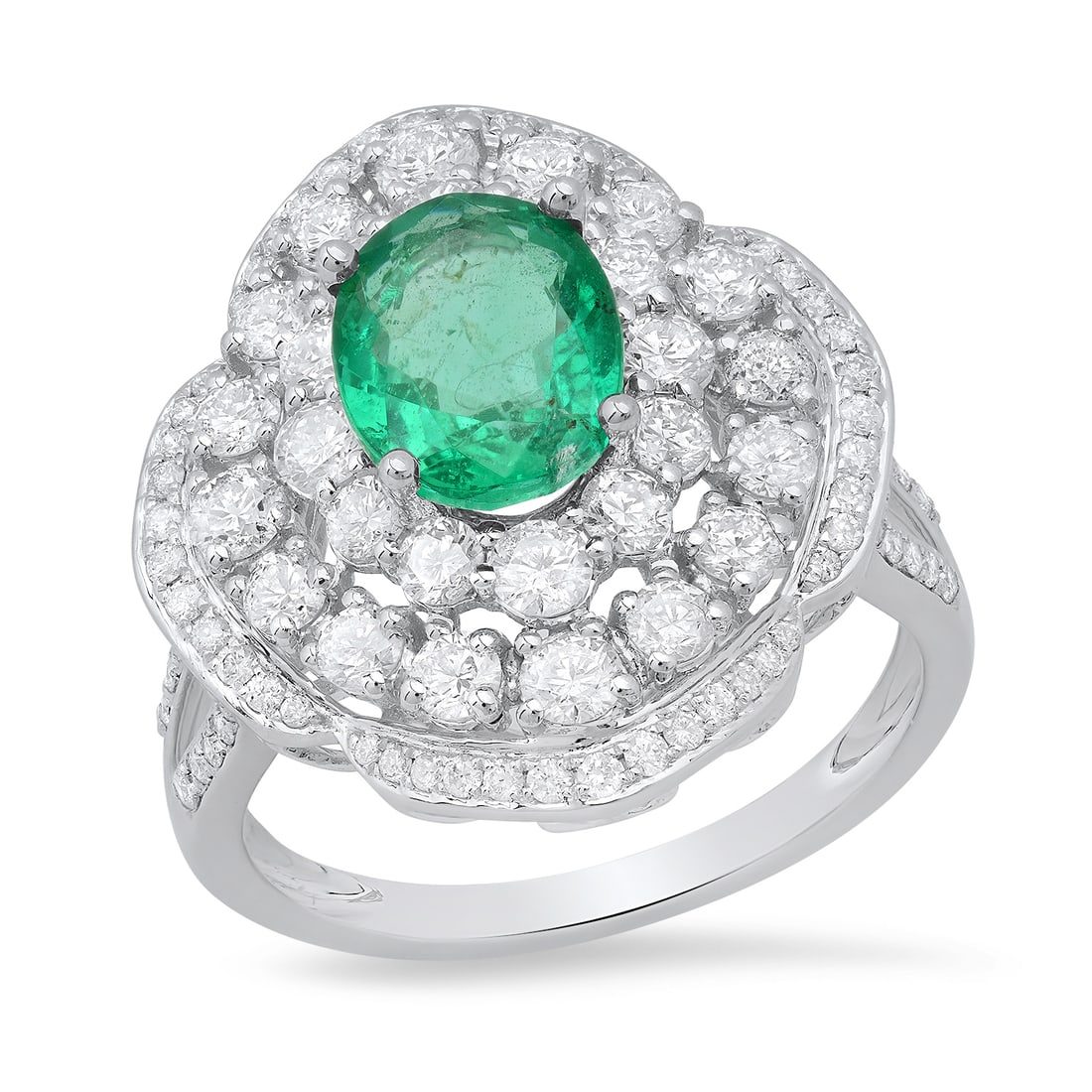 14K White Gold Setting with 1.31ct Emerald and 1.80ct Diamond Ladies Ring: Retail: $14,265.00 ****** 14K White Gold Setting with 1.31ct Emerald and 1.80ct Diamond Ladies Ring ****** Metal: 14K White Gold / Total Item Weight: 4.6 Grams / Country Made: United States / / Main