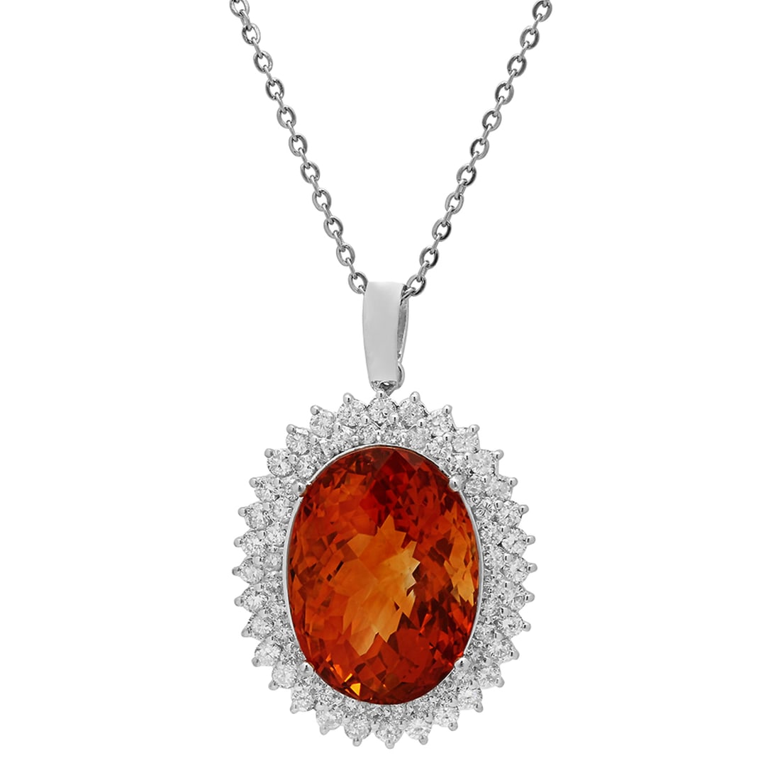 14k White Gold 28.63ct Citrine 2.18ct Diamond Pendant: Retail: $12,175.00 ****** 14k White Gold 28.63ct Citrine 2.18ct Diamond Pendant ****** Metal: 14K White Gold / Total Item Weight: 14.10 grams / Country Made: United States / / Main Stone: Citrine / Co