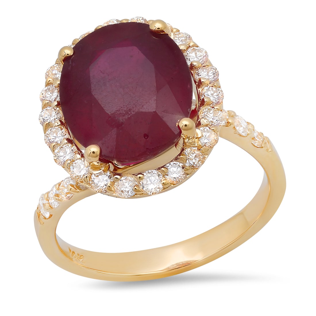 14K Yellow Gold Setting with 7.06ct Ruby and 0.75ct Diamond Ladies Ring: Retail: $6,875.00 ****** 14K Yellow Gold Setting with 7.06ct Ruby and 0.75ct Diamond Ladies Ring ****** Size: 7(we offer free resizing to winning bidders) / Metal: 14K Yellow Gold / Total Item Weight: