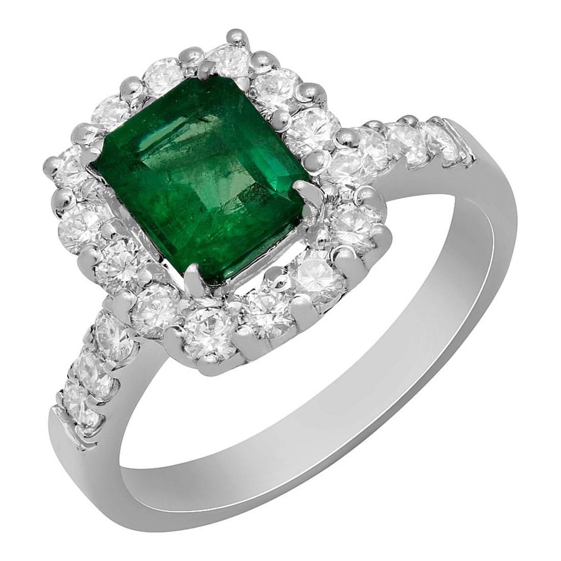 14k White Gold 1.20ct Emerald 0.87ct Diamond Ring: Retail: $6,175.00 ****** 14k White Gold 1.20ct Emerald 0.87ct Diamond Ring ****** Metal: 14K White Gold / Total Item Weight: 4.80 grams / Country Made: United States / / Main Stone: Emerald / Color: I