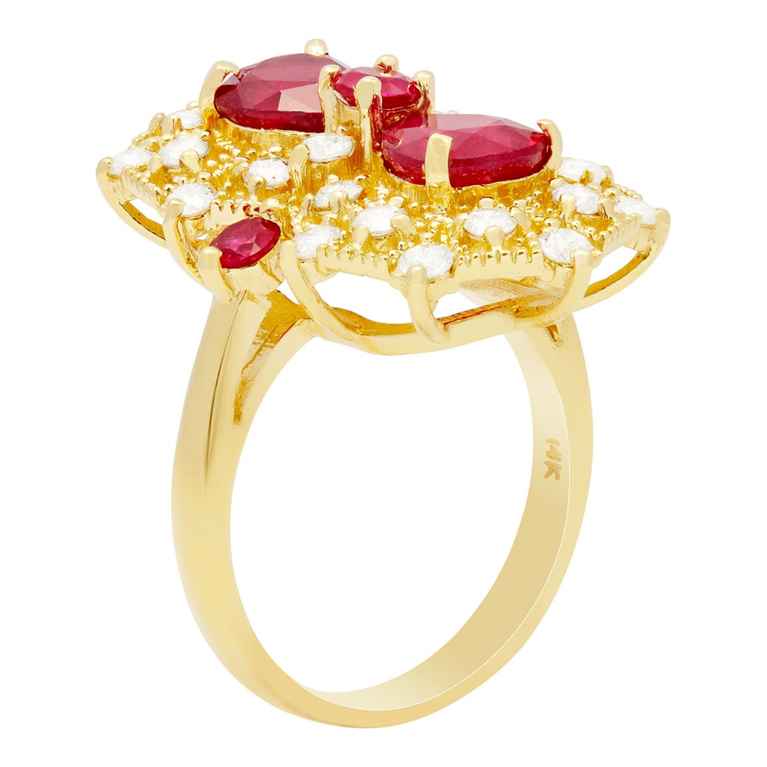 14k Yellow Gold 3.21ct & 0.51ctct Ruby 1.04ct Diamond Ring - 2