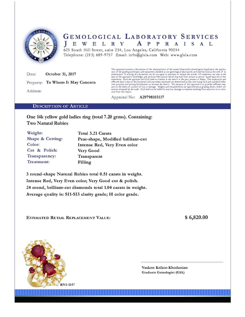 14k Yellow Gold 3.21ct & 0.51ctct Ruby 1.04ct Diamond Ring - 4