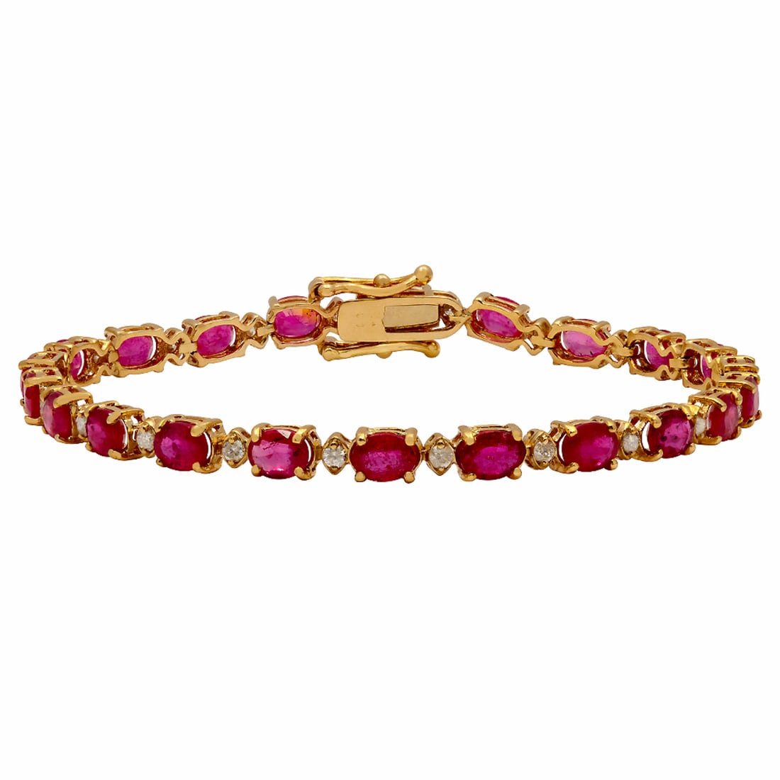 14k Yellow Gold 9.91ct Ruby 0.70ct Diamond Bracelet: Retail: $7,270.00 ****** 14k Yellow Gold 9.91ct Ruby 0.70ct Diamond Bracelet ****** Metal: 14K Yellow Gold / Total Item Weight: 8.90 grams / Country Made: United States / / Main Stone: Ruby / Color: