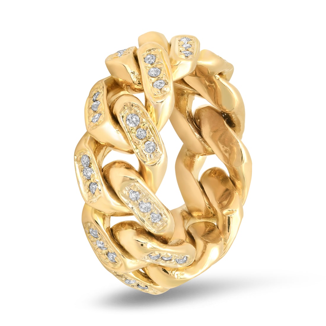 14K Yellow Gold with .75ct Diamond Cuban Link Style Ring: Retail: $2,540.00 ****** 14K Yellow Gold with .75ct Diamond Cuban Link Style Ring ****** Size: 7 / Metal: 14K Yellow Gold / Total Item Weight: 15.07 Grams / Country Made: United States / / Main Stone: