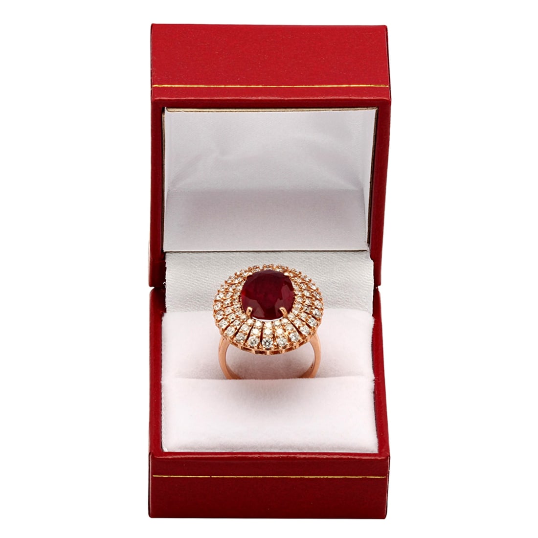 14k Rose Gold 6.71ct Ruby 1.89ct Diamond Ring - 4