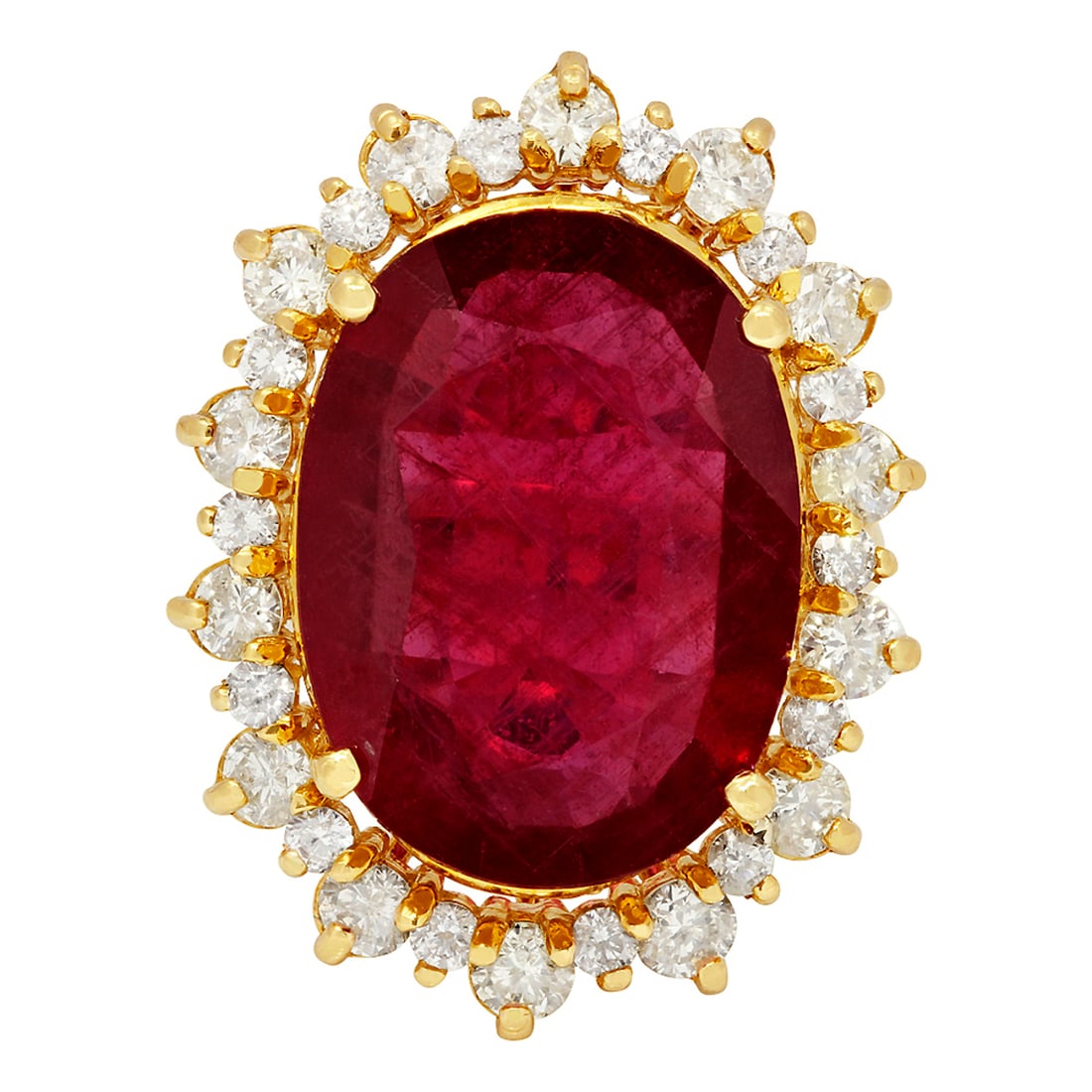 14k Yellow Gold 14.90ct Ruby 2.13ct Diamond Ring - 3