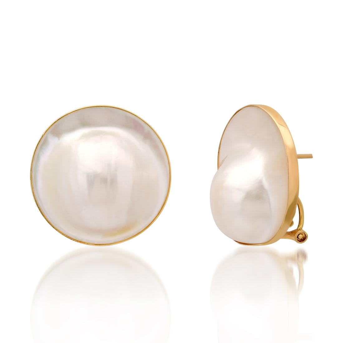 14K Yellow Gold Setting with 20mm Blister Pearl Earrings: Retail: $2,560.00 ****** 14K Yellow Gold Setting with 20mm Blister Pearl Earrings ****** Size: .75 / Metal: 14K Yellow Gold / Total Item Weight: 7.4 Grams / Country Made: United States / / Main Stone:
