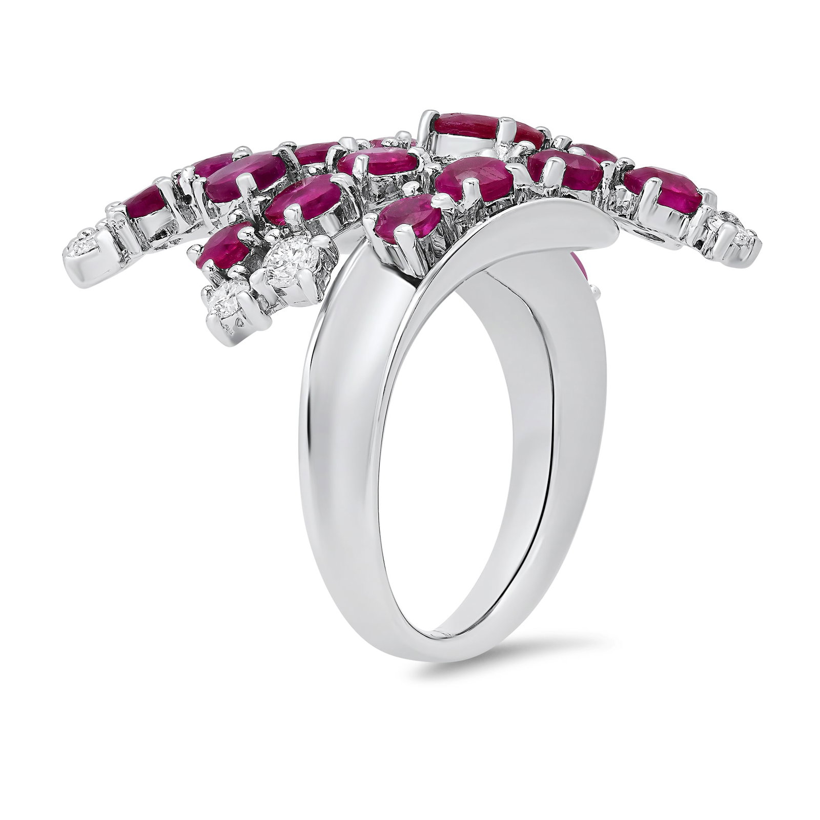 14K White Gold with 5.51ct Ruby and 0.59ct Diamond Ladies Ring - 2
