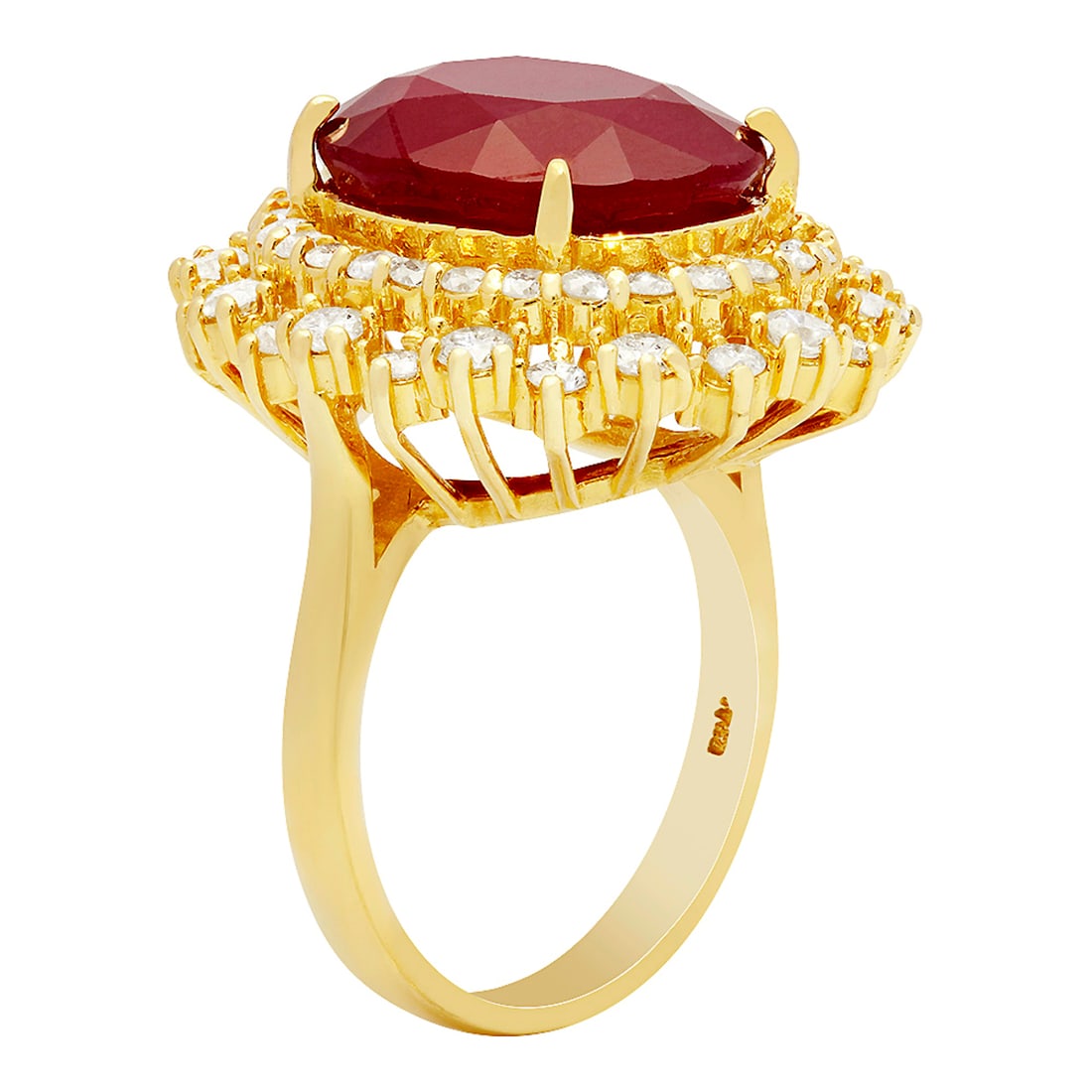 14k Yellow Gold 12.57ct Ruby 1.62ct Diamond Ring - 2