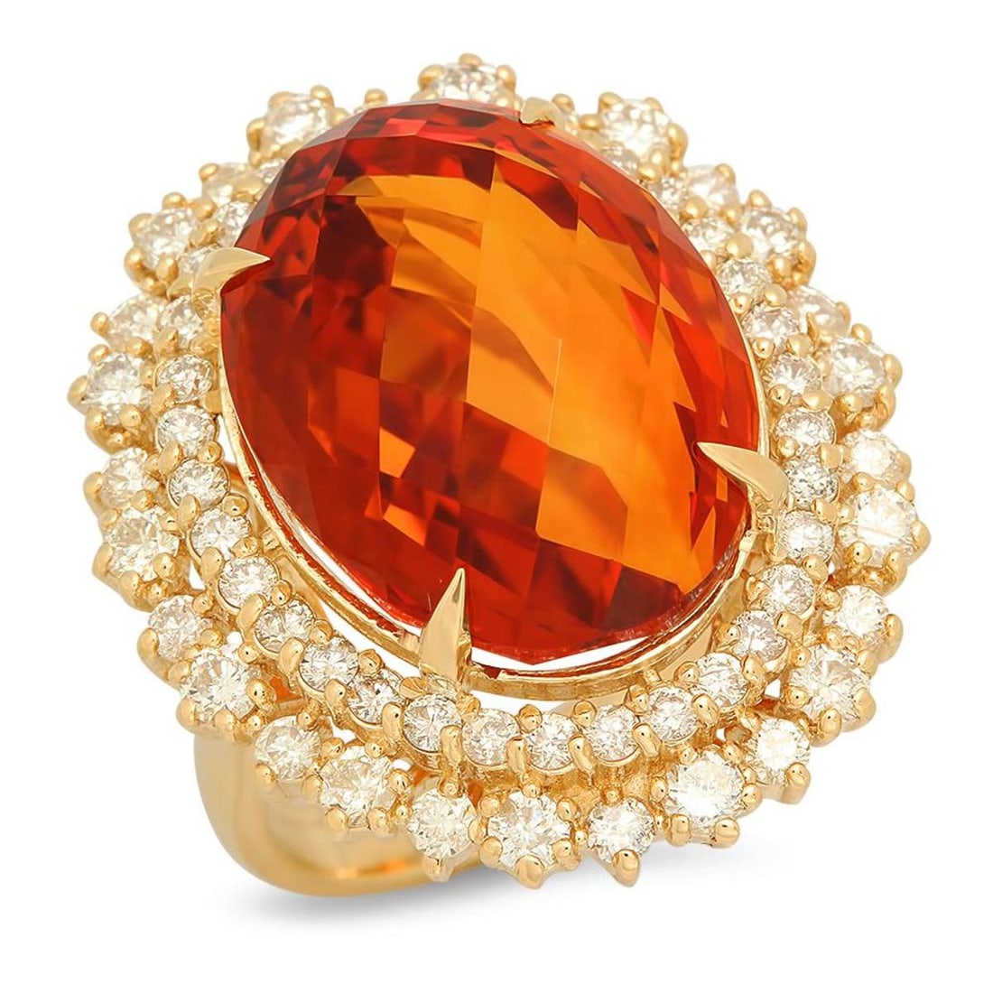 14K Yellow Gold 17.41ct Citrine and 2.16ct Diamond Ring: Retail: $11,150.00 ****** 14K Yellow Gold 17.41ct Citrine and 2.16ct Diamond Ring ****** Metal: 14K Yellow Gold / Total Item Weight: 12.2 Grams / Country Made: United States / / Main Stone: Citrine /