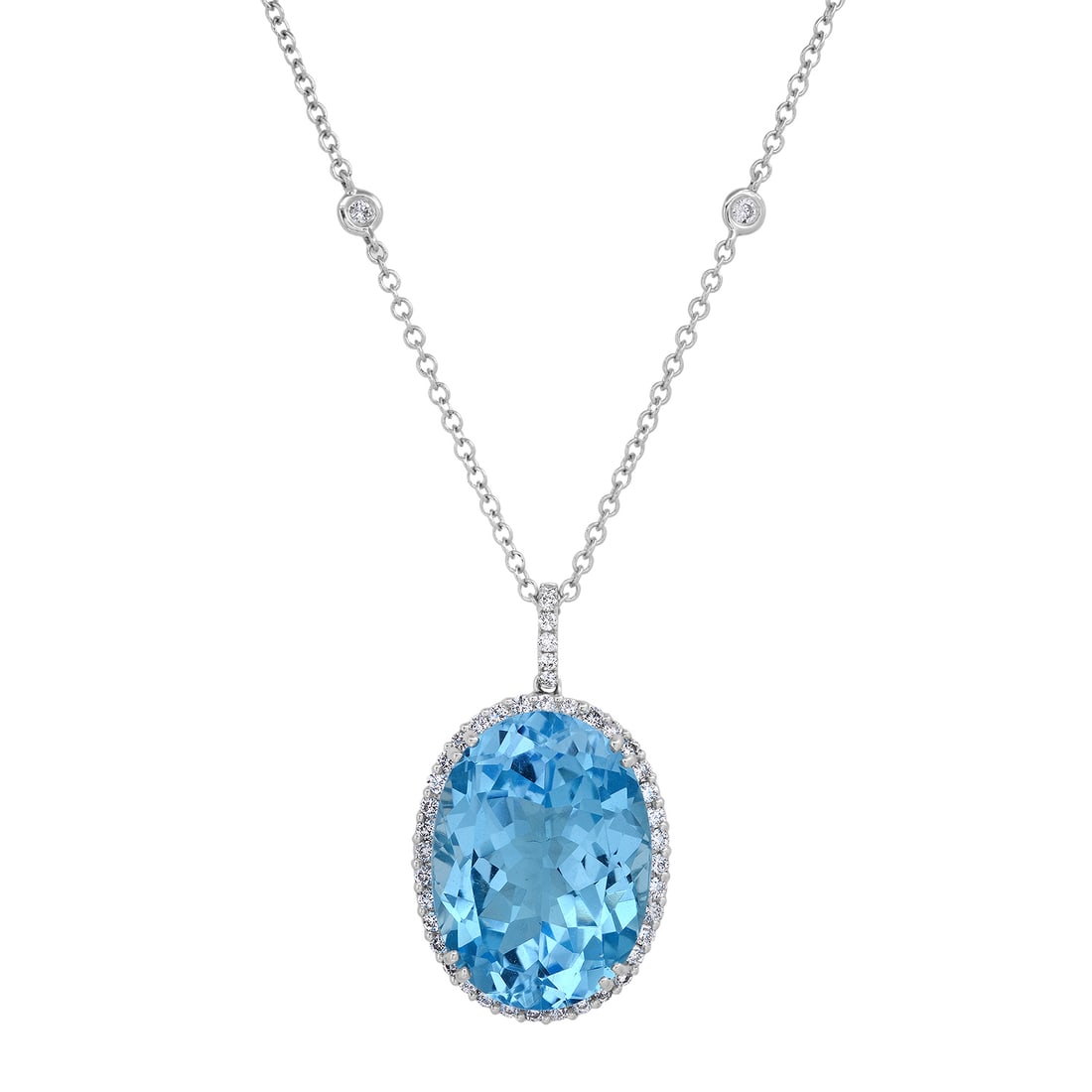 18K White Gold Setting with 20.43ct Blue Topaz and 0.86ct Diamond Pendant (1 of 4)