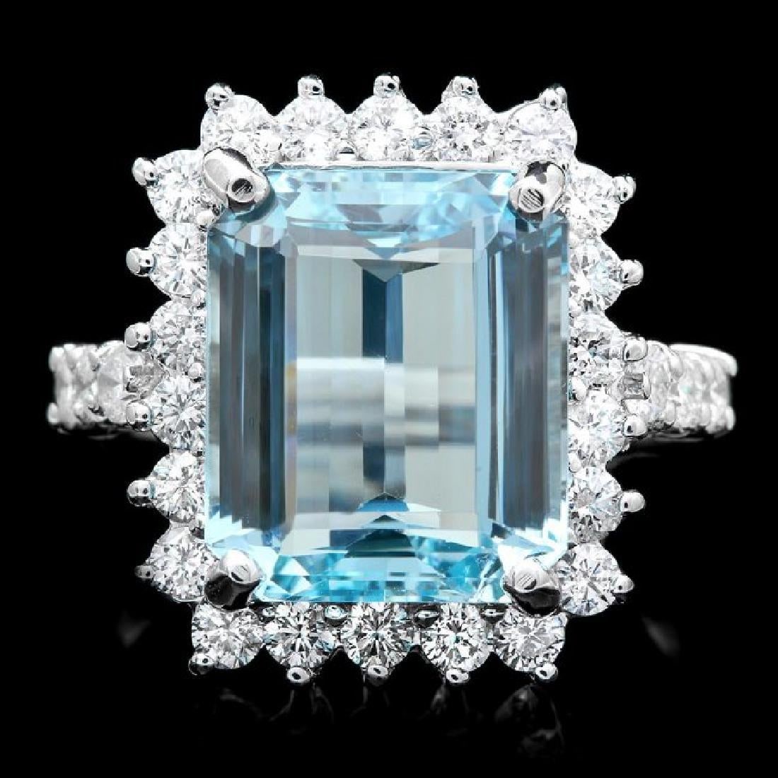 14K White Gold 5.88ct Aquamarine and 0.89ct Diamond Ring: Retail: $11,328.00 ****** 14K White Gold 5.88ct Aquamarine and 0.89ct Diamond Ring ****** Metal: 14K White Gold / Total Item Weight: 7.0 Grams / Country Made: United States / / Main Stone: Aquamarine