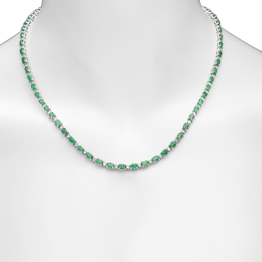 14K Gold 15.46ct Emerald 1.23cts Diamond Necklace: Retail: $22,690.00 ****** 14K Gold 15.46ct Emerald 1.23cts Diamond Necklace ****** Metal: 14K White Gold / Total Item Weight: 19.6 grams / Country Made: United States / / Main Stone: Emerald / Color: