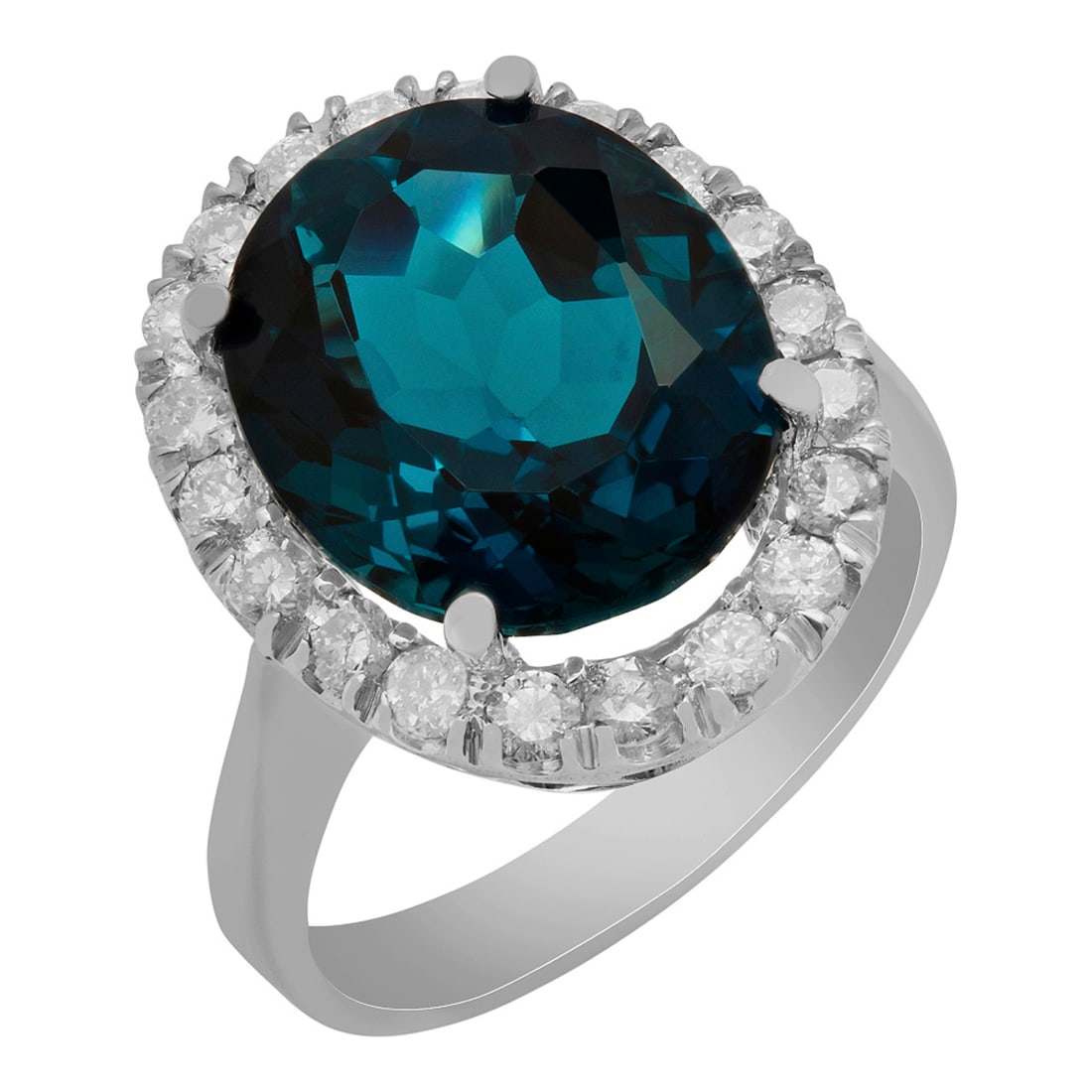 14k White Gold 9.25ct Blue Topaz 0.82ct Diamond Ring (1 of 5)