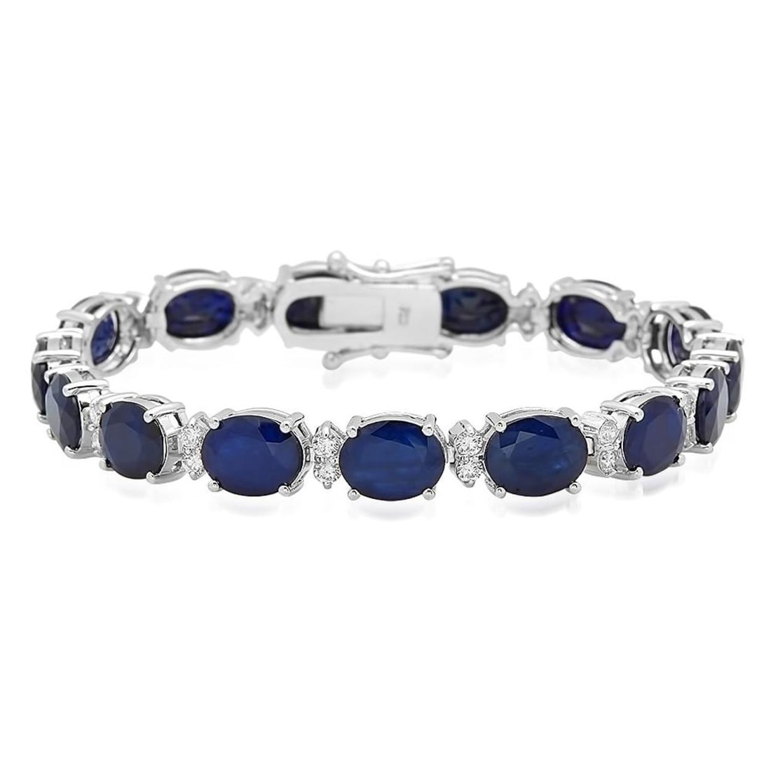18K Gold 26.98ct Sapphire 1.37ct Diamond Bracelet: Retail: $15,895.00 ****** 18K Gold 26.98ct Sapphire 1.37ct Diamond Bracelet ****** Metal: 18K Solid Gold / Total Item Weight: 21.7 grams / Country Made: United States / / Main Stone: Sapphire / Color:
