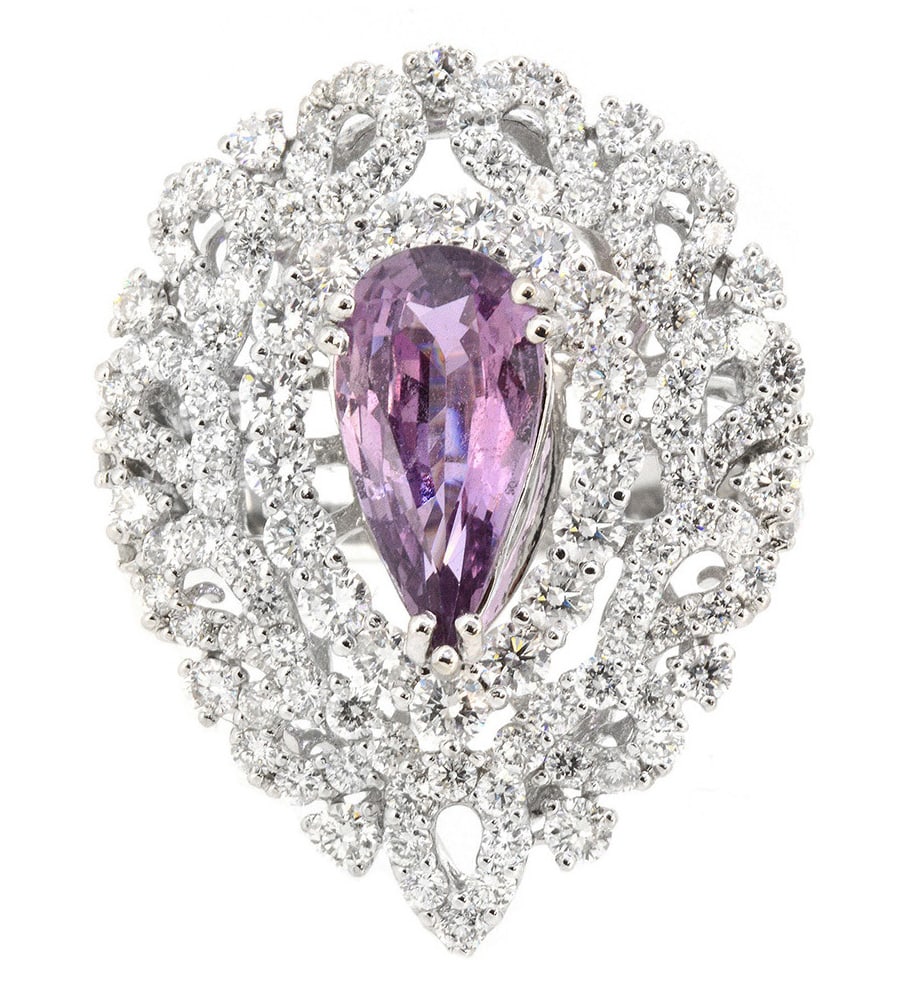 18K White Gold Ladies Ring with 2.23ct GIA Graded Sapphire and 2.53ct tw Diamonds: Retail: $13,500.00 ****** 18K White Gold Ladies Ring with 2.23ct GIA Graded Sapphire and 2.53ct tw Diamonds ****** Size: 6.5 / Metal: 18K White Gold / Total Item Weight: 8.4 Grams / Country Made: Unit