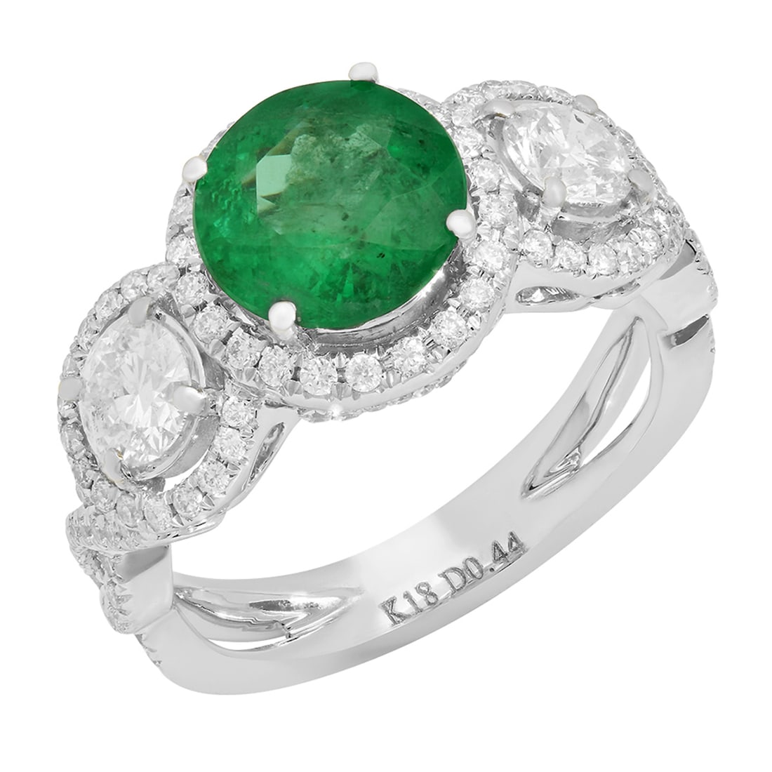 14k White Gold 1.77ct Emerald 1.66ct Diamond Ring: Retail: $8,925.00 ****** 14k White Gold 1.77ct Emerald 1.66ct Diamond Ring ****** Metal: 14K White Gold / Total Item Weight: 6.03 grams / Country Made: United States / / Main Stone: Emerald / Color: M