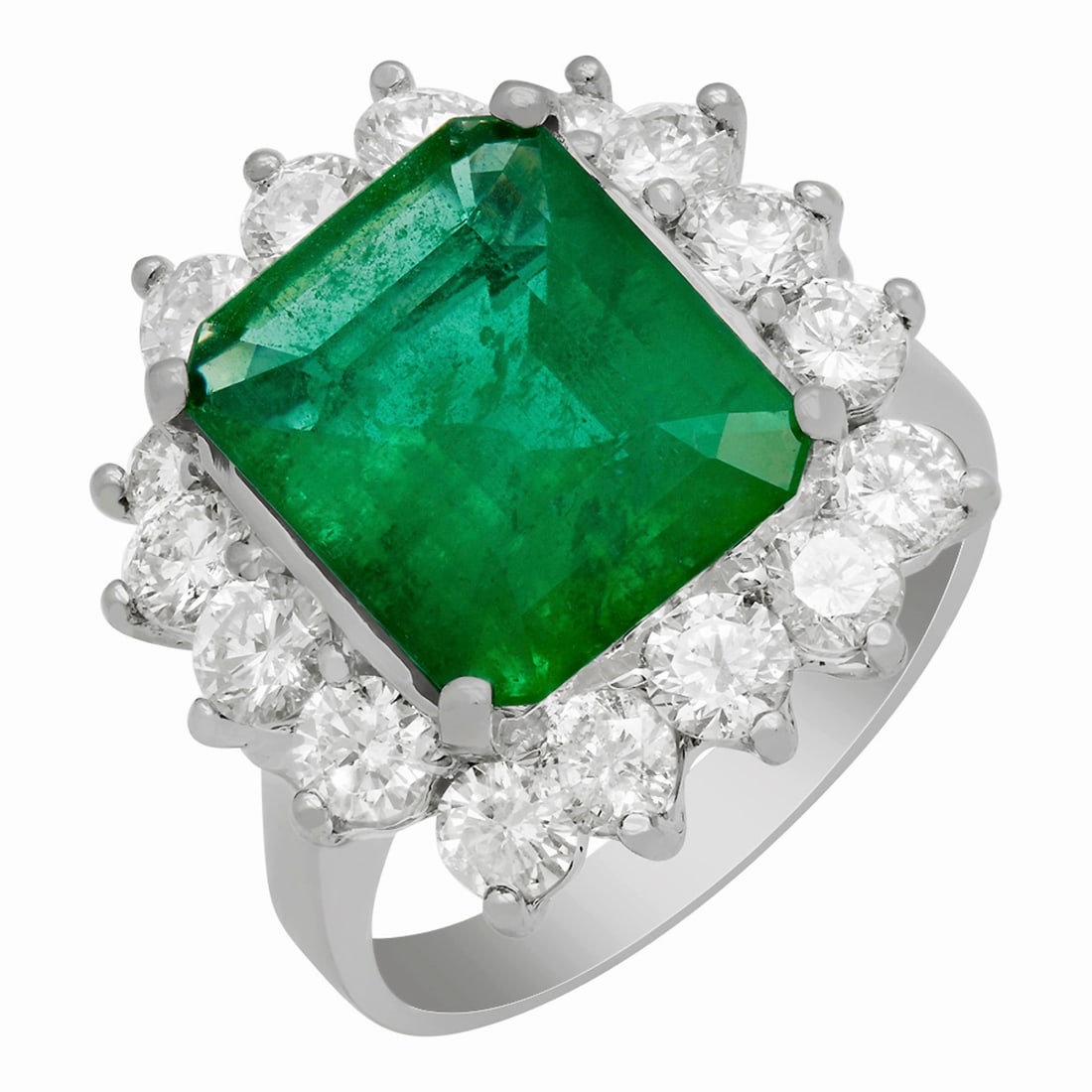 14k White Gold 4.21ct Emerald 2.01ct Diamond Ring: Retail: $26,160.00 ****** 14k White Gold 4.21ct Emerald 2.01ct Diamond Ring ****** Metal: 14K White Gold / Total Item Weight: 4.21 grams / Country Made: United States / / Main Stone: Emerald / Color: